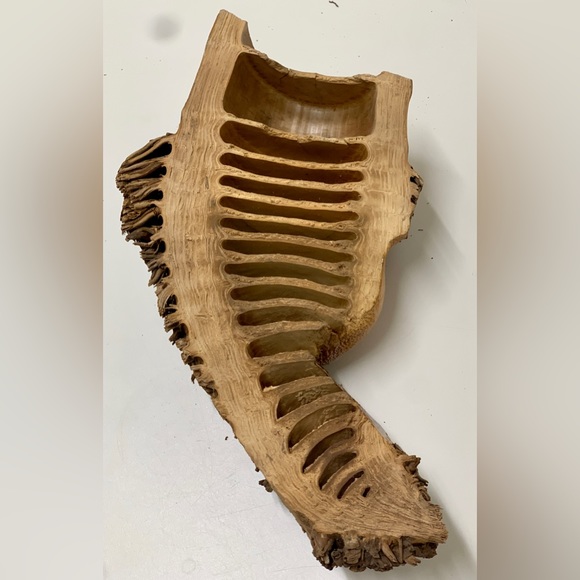 Vintage Hand Carved Native American Folk Art Bamboo Tree Root Face Mask - Picture 12 of 16